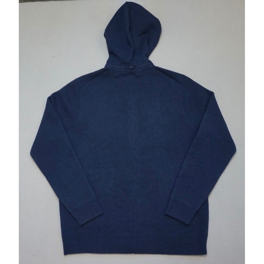 COLLARS & CO Napoli Signature Hooded Wool Cashmere Sweater Mens M Navy Removable - Picture 5 of 13